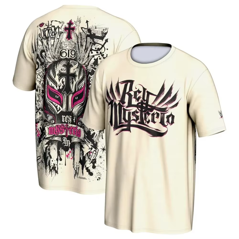 T-shirt d'été pour hommes et enfants, impression 3D, célèbre lutteur Rey Mysterio, col rond, style s