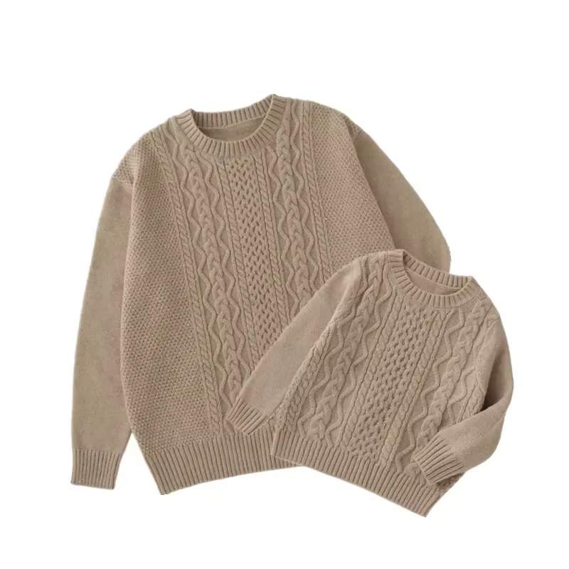 Pull d'hiver en tricot à manches longues pour parents et enfants, pulls ingents, vêtements pour la f