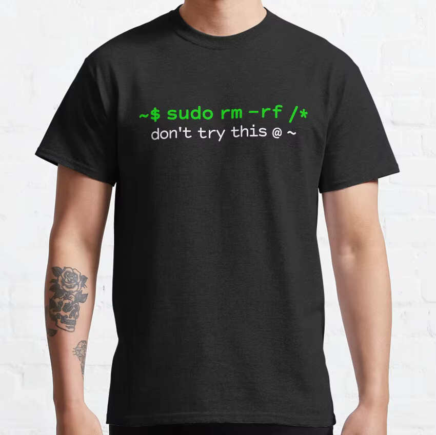 T-Shirt 100% Coton pour Homme, Vêtement Imprimé, Grande Taille, Sudo rm-rf GAME OVER Linux Command g