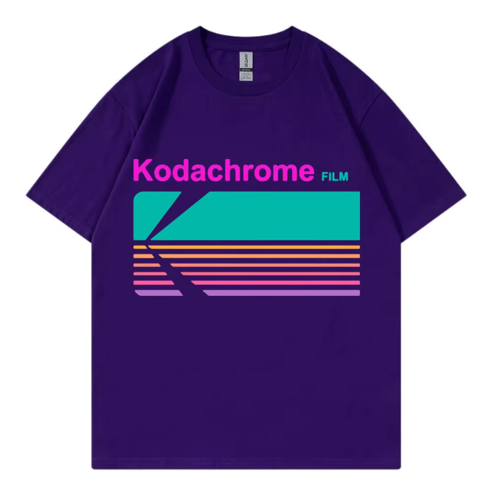 T-shirt rétro Kodak Color Film, pour hommes, haut à manches courtes en pur coton imprimé années 80 e