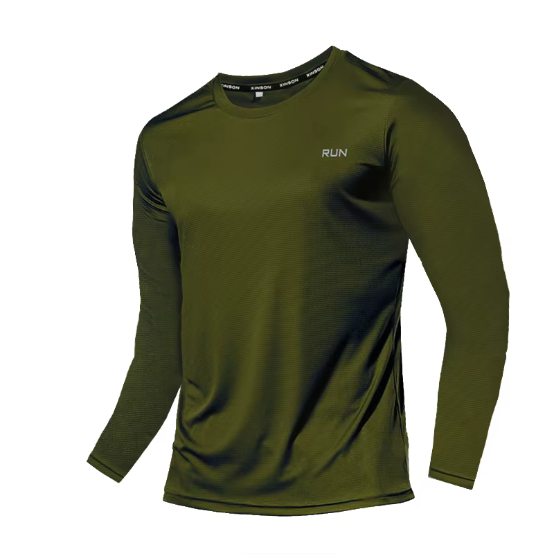 T-Shirt d'été à manches longues en soie glacée pour hommes, séchage rapide, respirant, climatisation
