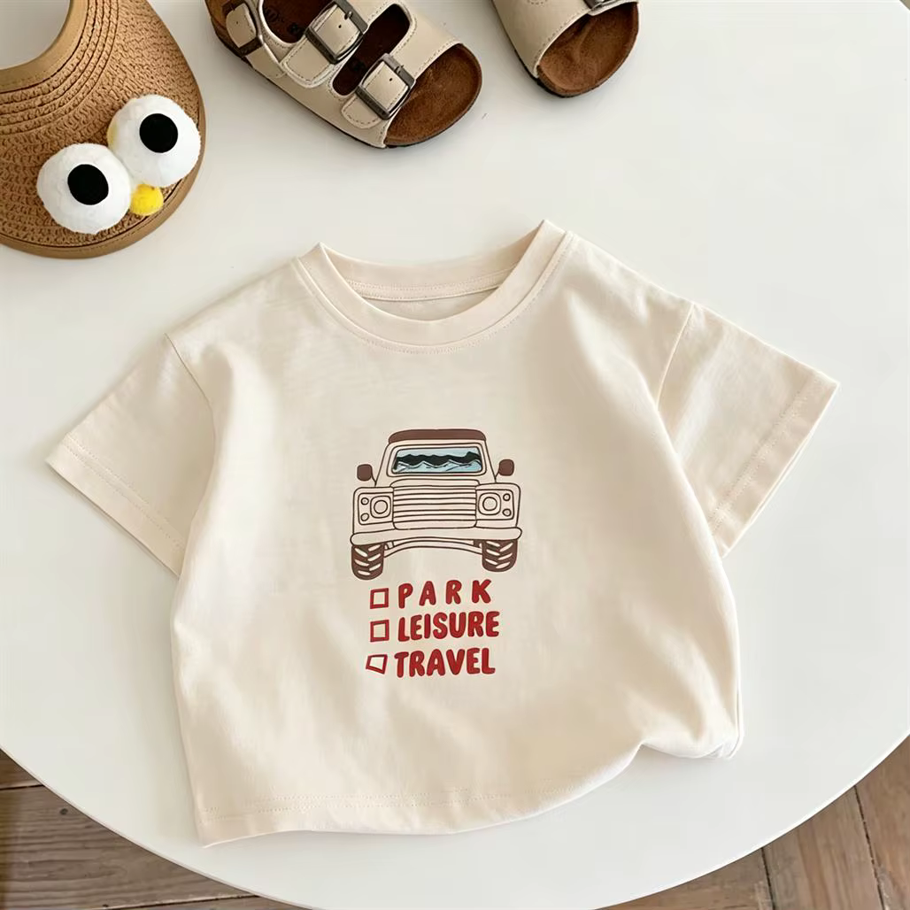 Vêtements d'été tendance pour garçons, hauts à manches courtes, nouveau style pour enfant, t-shirt i