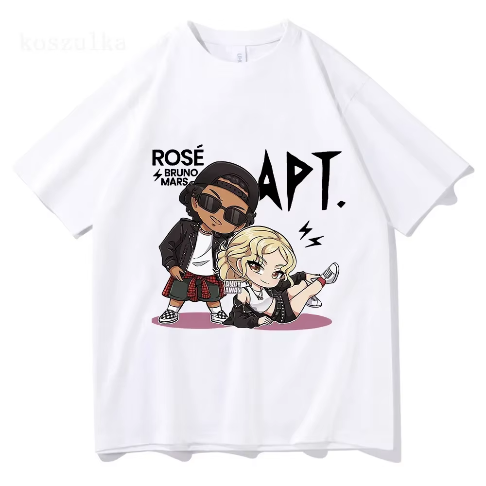 ROSE Bruno Mars APT T-shirt Mode Homme/Femme Harajuku T-shirt graphique Unisexe Haute Qualité Esthét