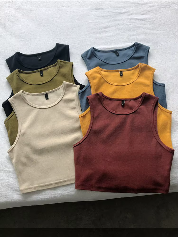Haut court rétro sans manches pour femmes, nouveau, haut, audiminceur, extensible, slim, court, été