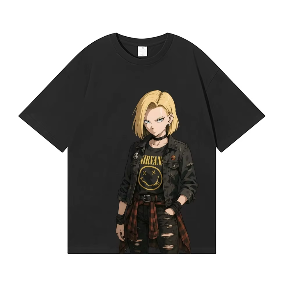 T-shirt Dragon Ball Android 18 style japonais classique, streetwear de haute qualité, vêtements pour