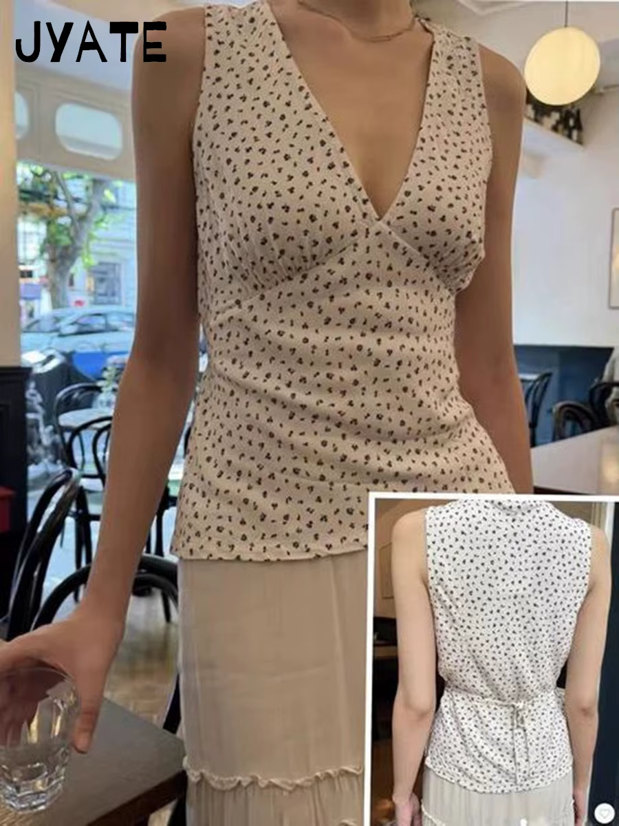 Jaune mince col en v débardeur femmes été décontracté Simple coton sans manches gilet propre fille P