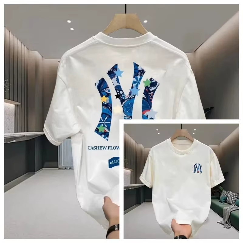 T-shirt Homme Coton Épais Marque Tide 2026 – Tendance Été Décontracté Col Rond Ample Imprimé – Vêtem