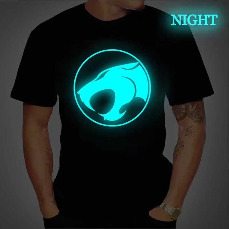 T-shirt lumineux ThunderCat pour hommes, mode décontractée, manches courtes, col rond, vêtements pou