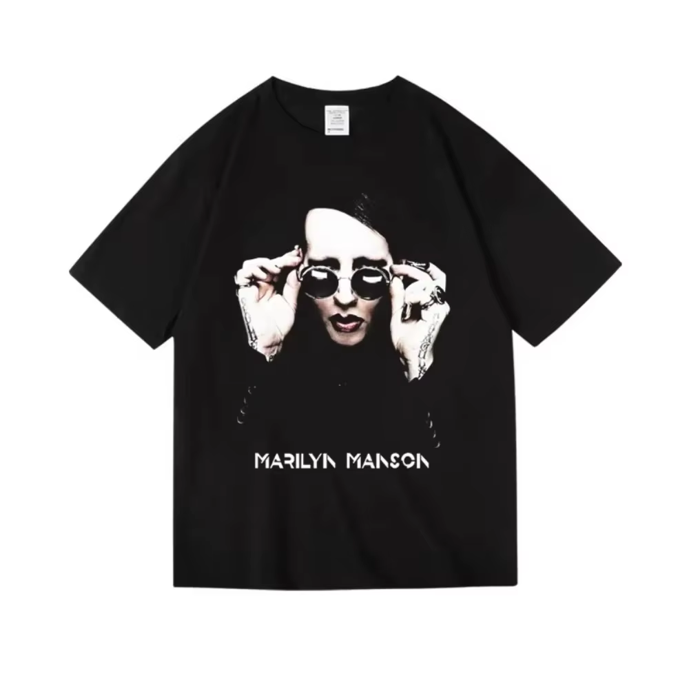 T-shirt Marilyn Manson Band pour hommes, mode d'été, tendance streetwear, 100% coton, confortable, a