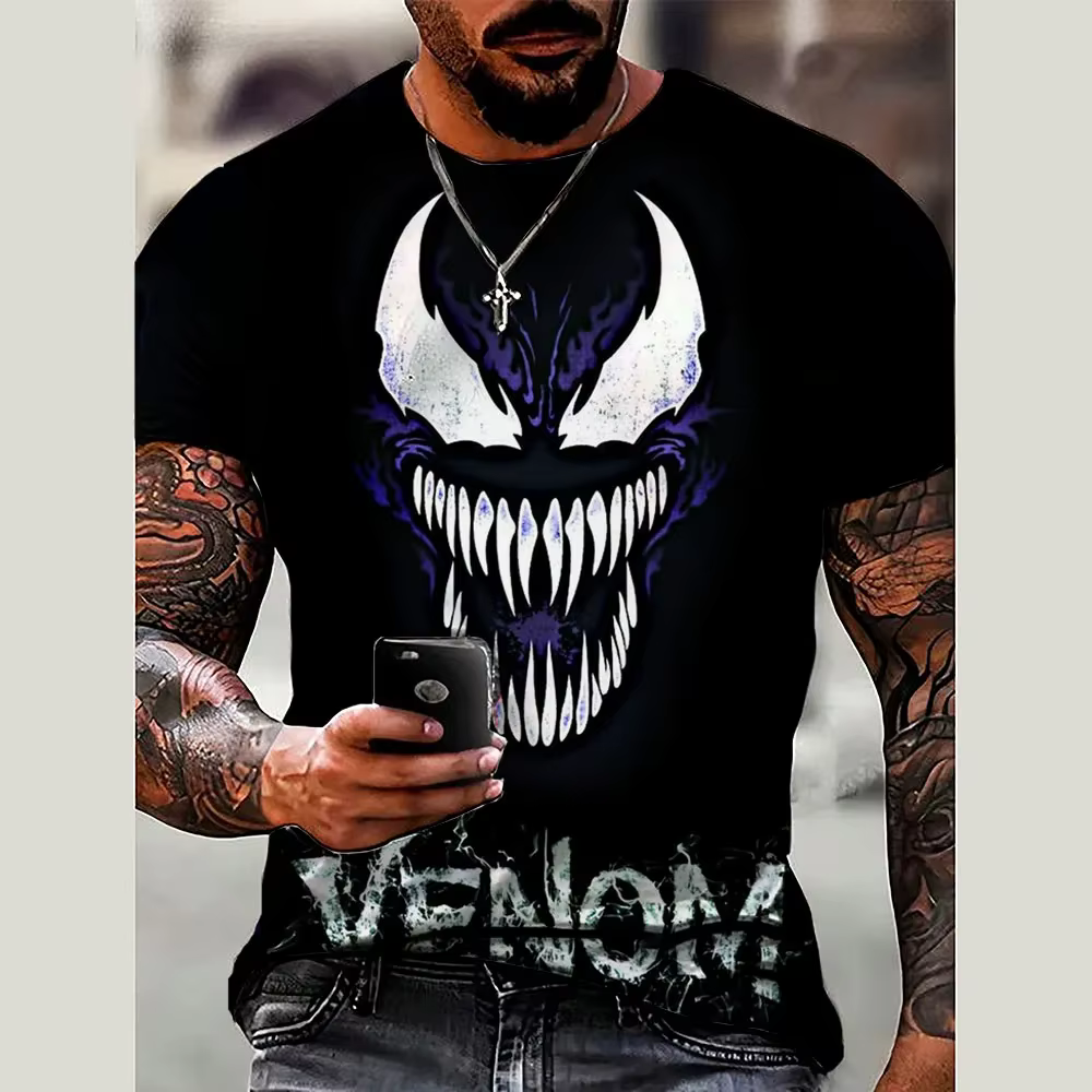 Été 3D imprimé hommes Marvel Venom hommes T-shirt vêtements T-shirt style décontracté à la mode cool