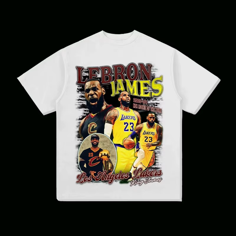 T-shirt pour homme LeBron James Lakers Vintage Basketball Oversized Graphic Streetwear