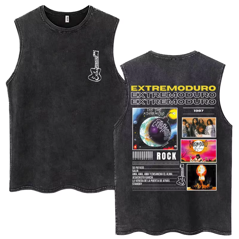 Rock Band Extremoduro Tour Débardeurs délavés Vêtements pour hommes Mode Harajuku Hip Hop T-shirts s