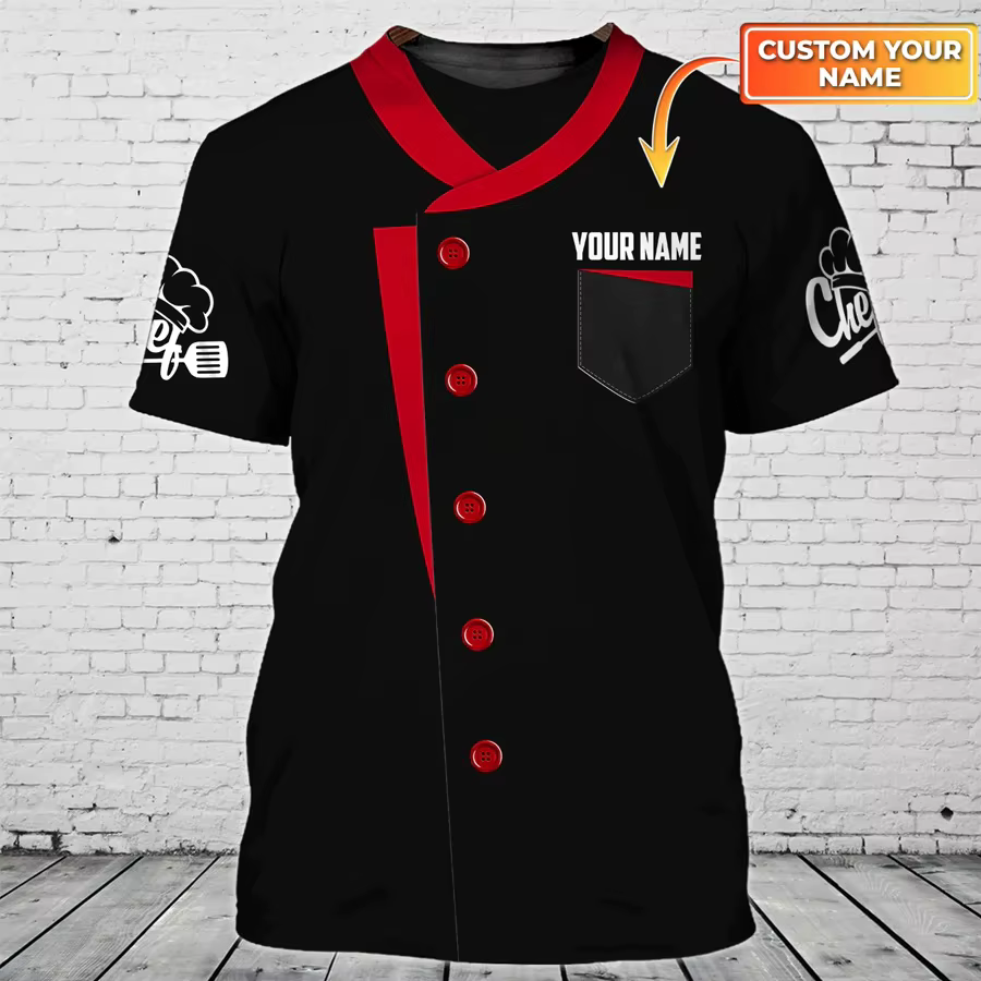T-shirt unisexe Chef Works, T-shirt homme, T-shirt maître, Nom personnalisé, Imprimé en 3D, Cadeau d