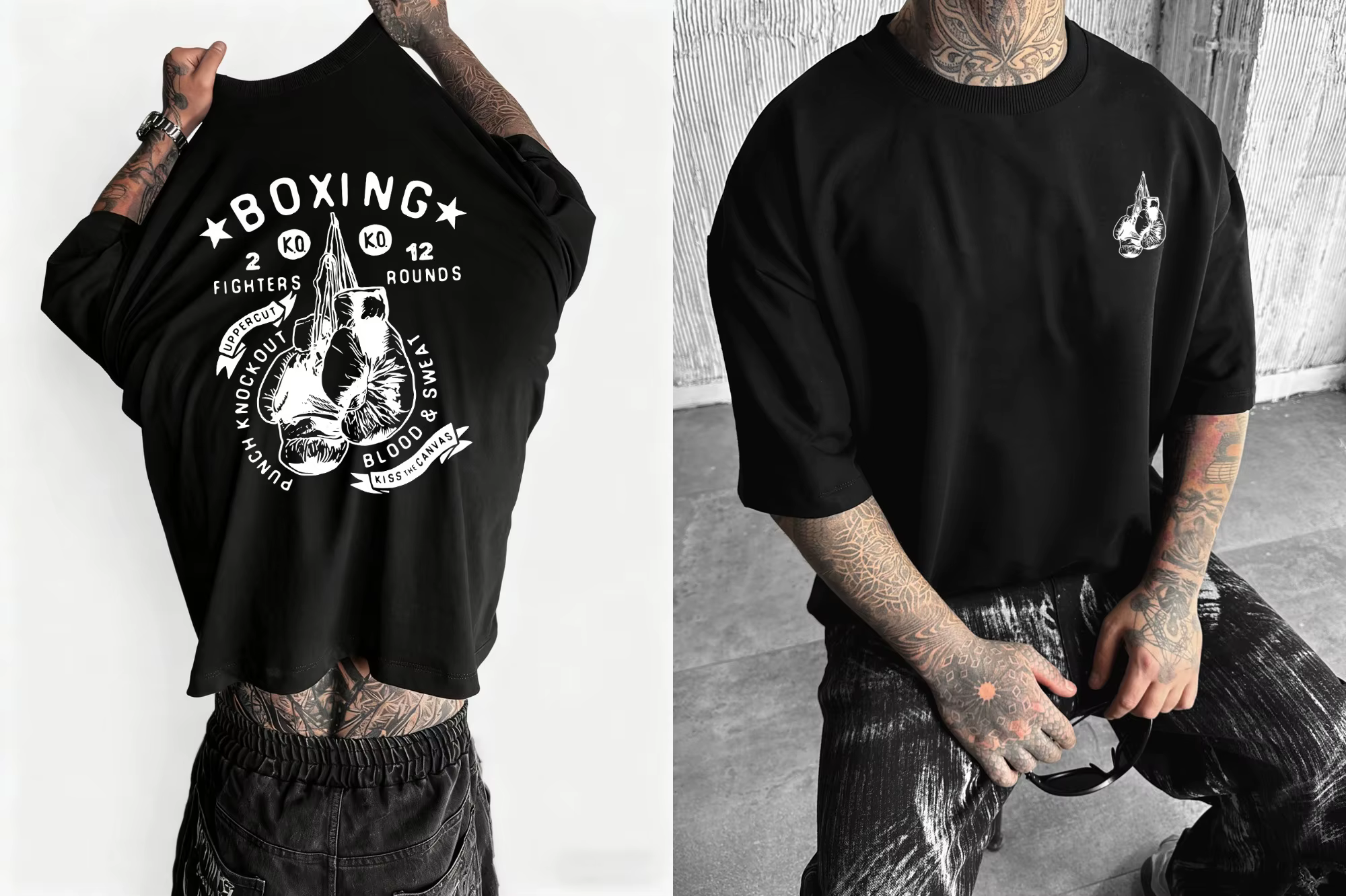 T-shirt imprimé boxe pour hommes, respirant, décontracté, à manches courtes, coupe ample, parfait po