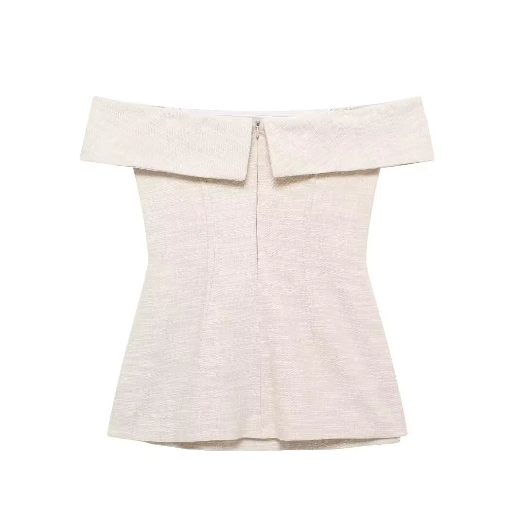 DUOPERI femmes mode 2 pièces ensembles kaki dos nu fermeture éclair hauts Corset et pantalons à jamb