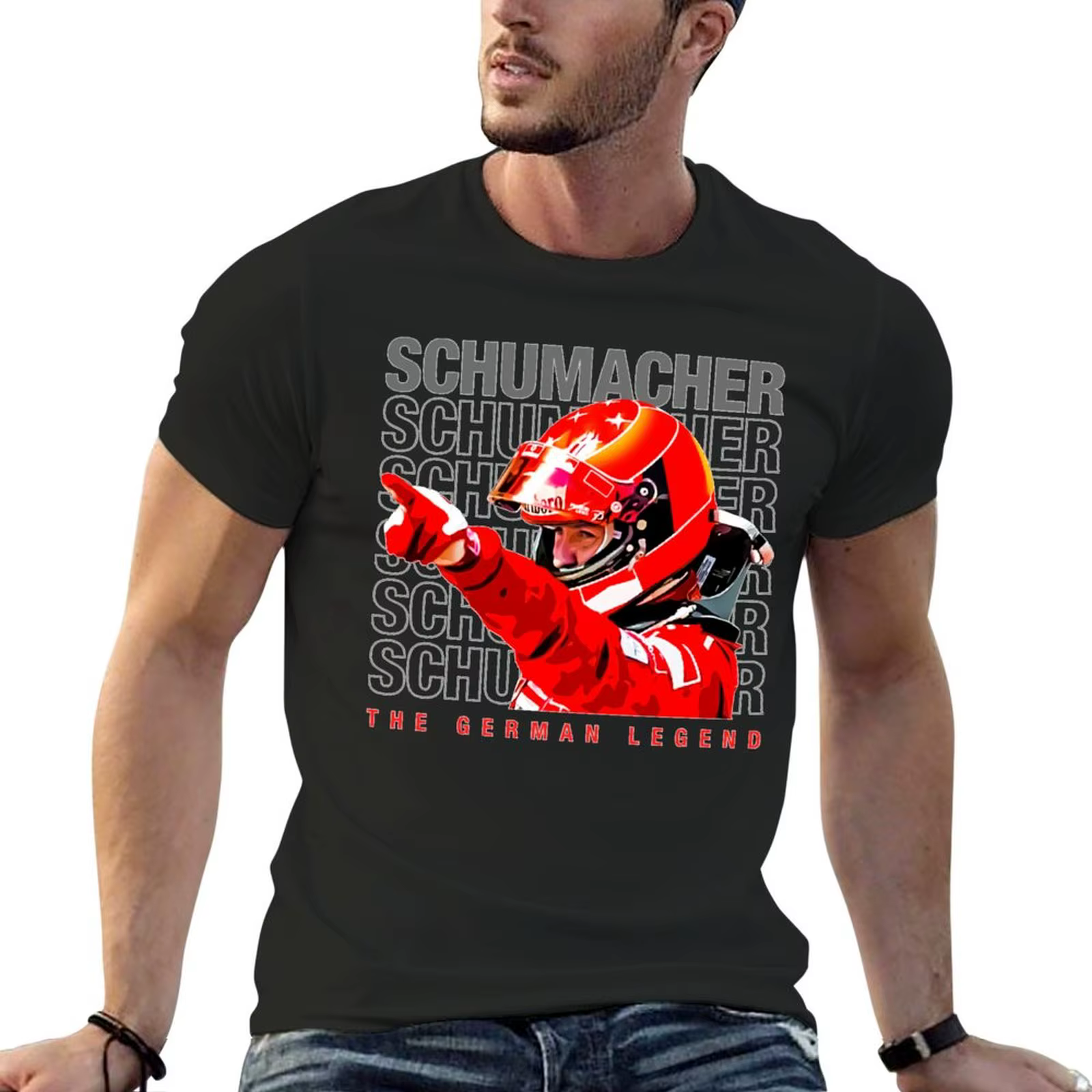 Nouveau casque Michael Schumacher F1 légende T-Shirt à manches courtes T-Shirt surdimensionné hommes