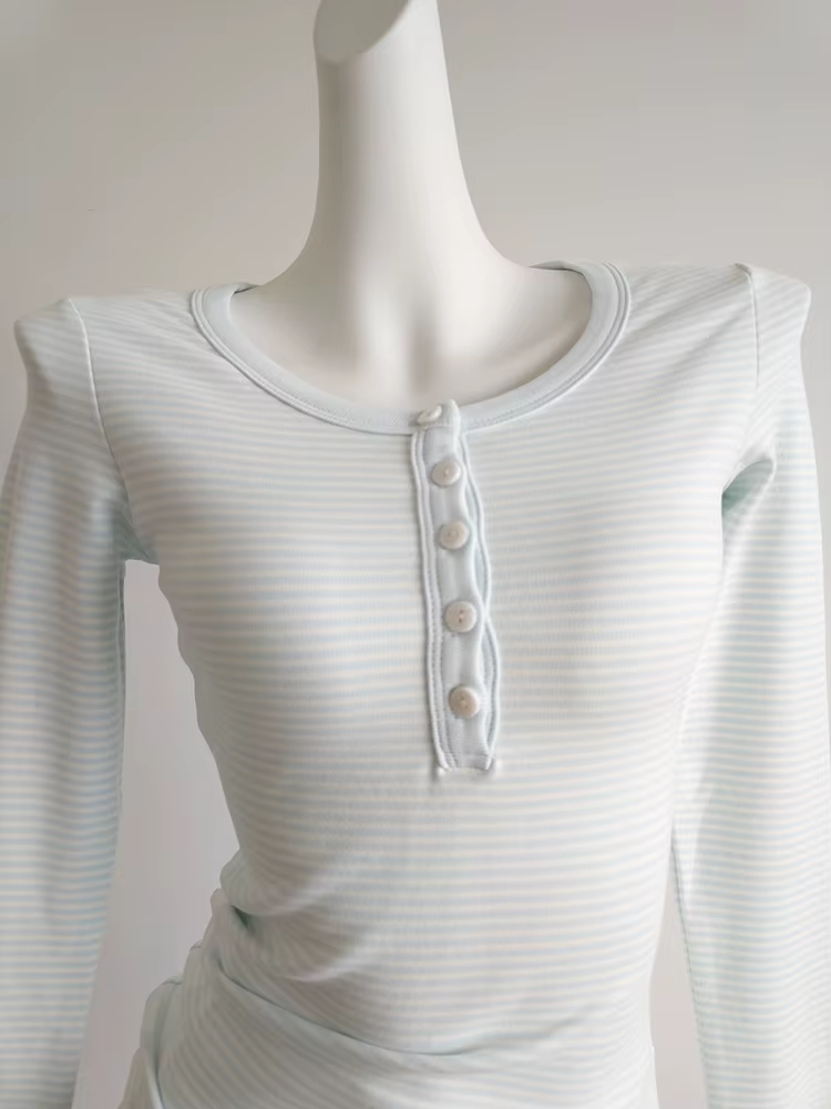 T-shirts rayés pour femmes, automne 2026, manches longues, t-shirts doux pour filles Ulzzang, tops m