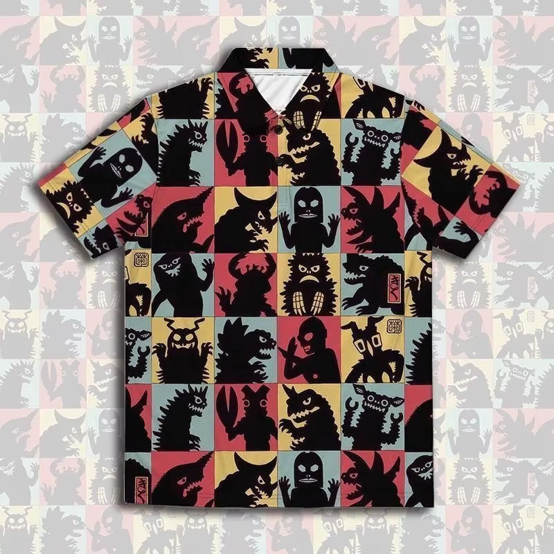 Nouveau T-shirt Godzilla dessin animé, Silhouette de monstre, Anime, à manches courtes, pour hommes 
