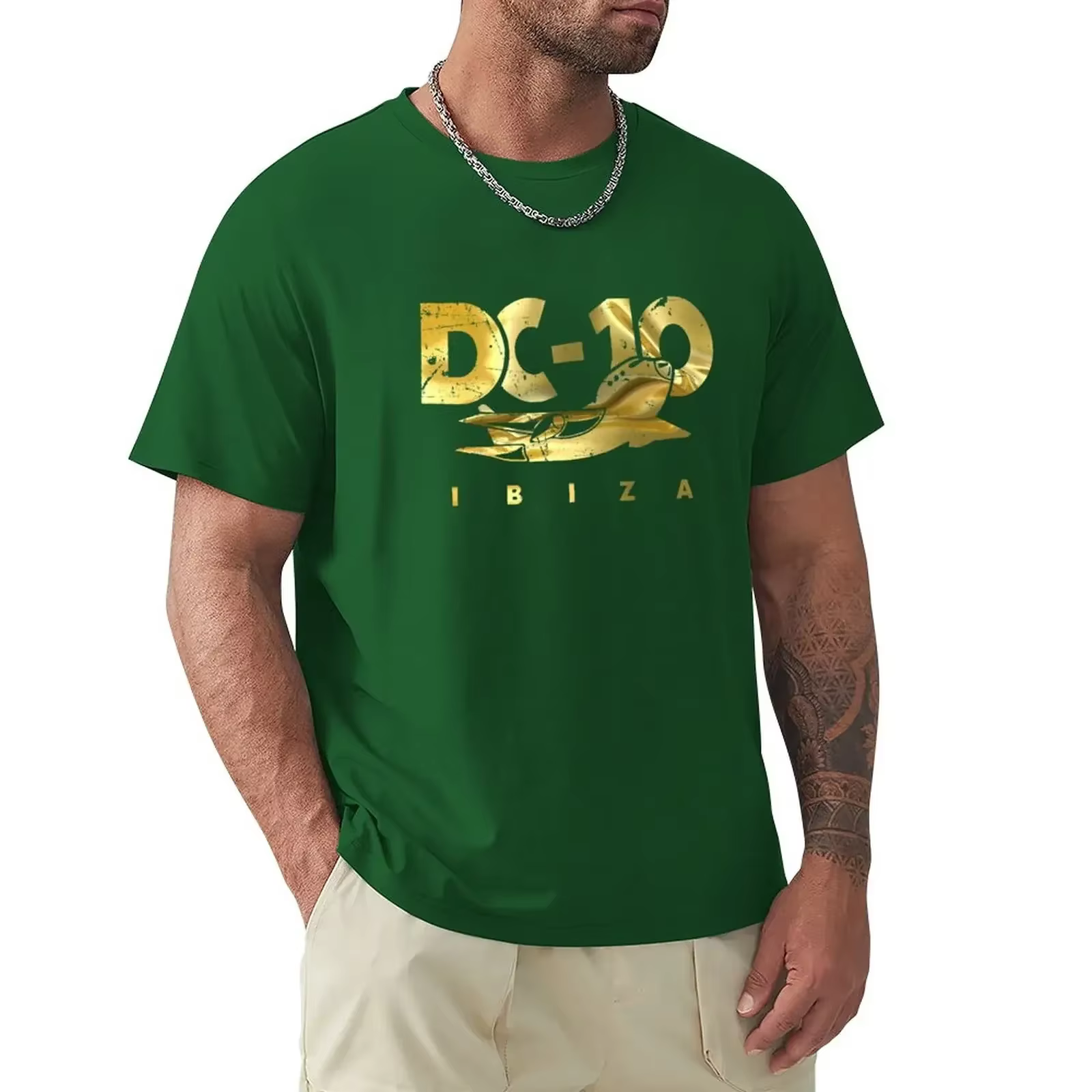 T-Shirt DC10 Bar Club IBIZA MODEL noir Vintage Gold Club Legend par La French Touch, vêtements Vinta