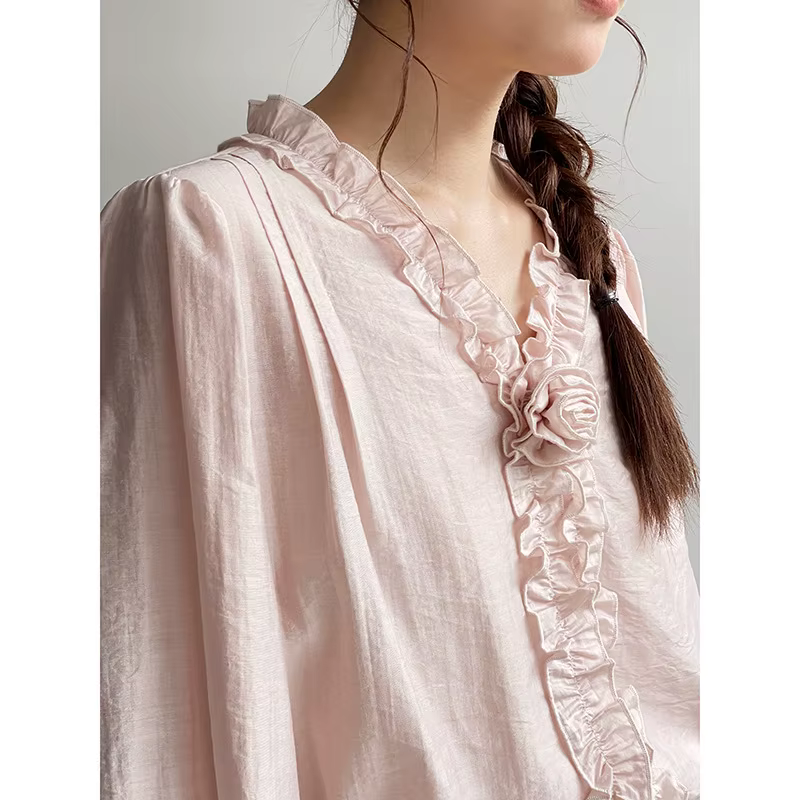 Chemise de style français, vêtements de printemps pour femmes, haut élégant à manches longues pour l