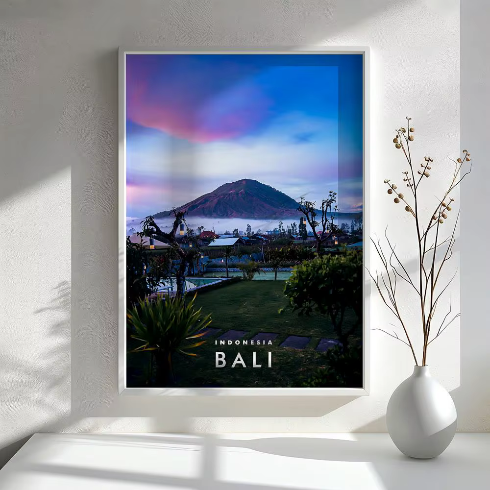 Affiche de voyage sur l'île exotique de Bali, décoration murale polyvalente HD imperméable, auto-adh