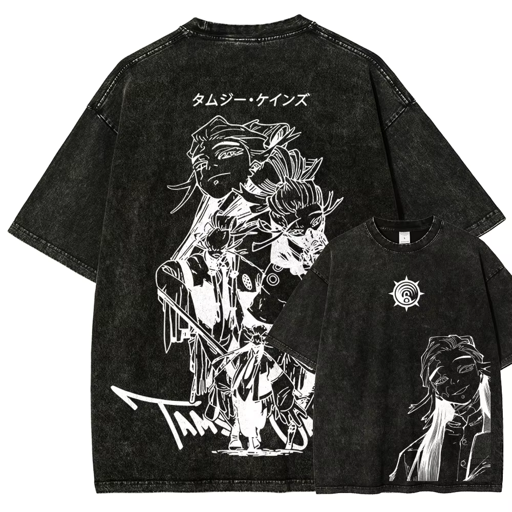 Gachiakuta : Nouveau modèle de t-shirt délavé, vêtements personnalisés, style rétro, streetwear tend