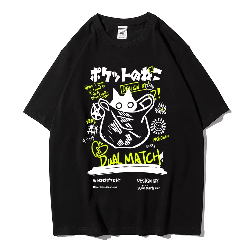 T-shirt à manches courtes pour femmes, dessin animé, Harajuku, Kawaii, imprimé chat, vêtements de ru