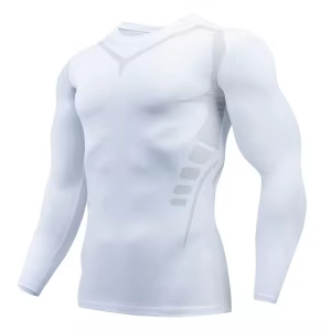 T-Shirt de gymnastique pour hommes, coupe musculaire, haut de Compression à haute élasticité, manche