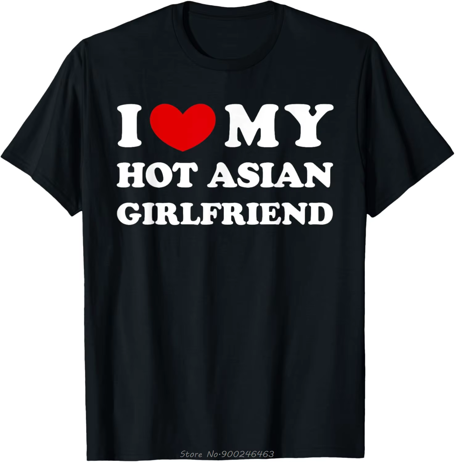 T-shirt manches courtes col rond homme, estival et décontracté, humoristique, I Love My Hot Asian Gi