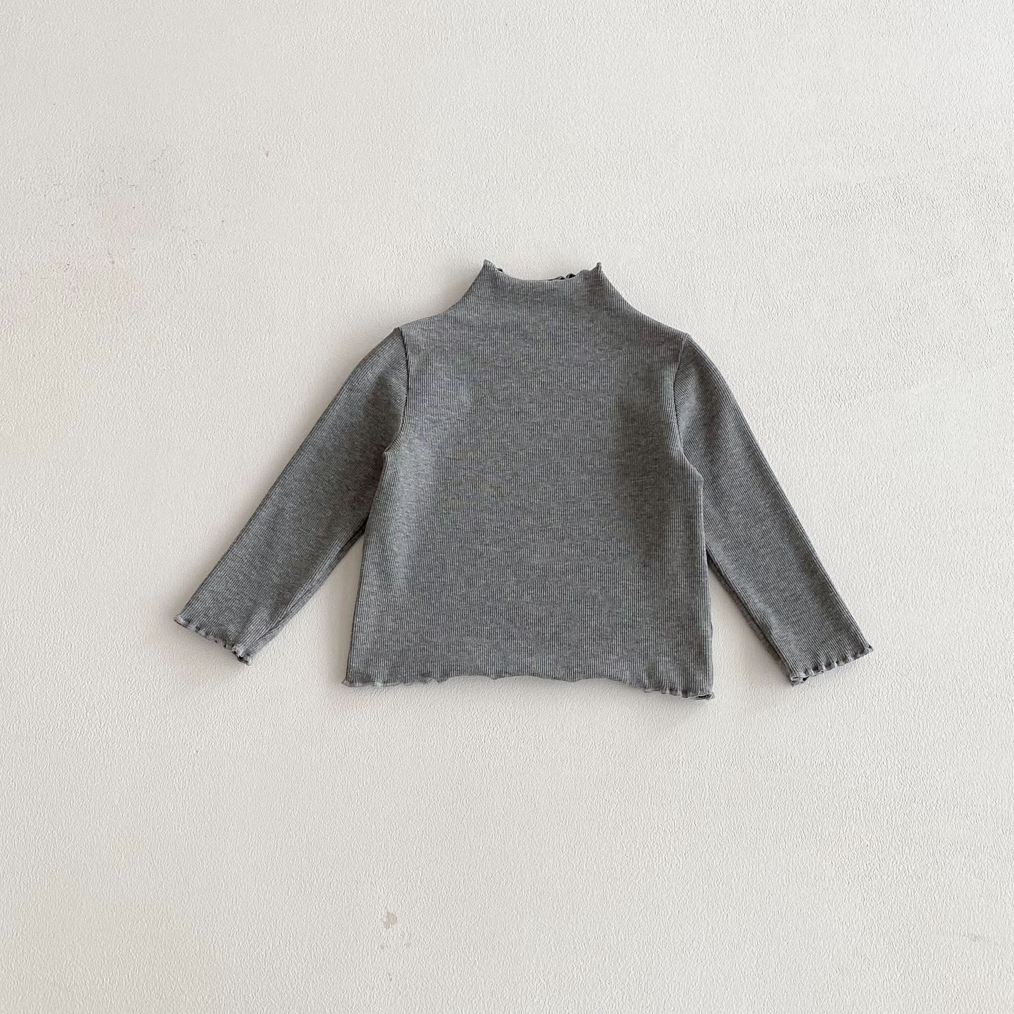 T-shirt à manches longues pour filles avec bordure en dentelle, haut de sous-vêtement pour filles po