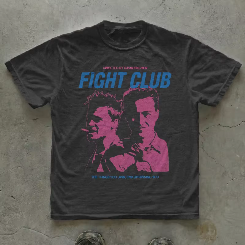T-shirt Fight Club, T-shirt rétro sur le thème du cinéma, film culte de David Fincher, style Vaporwa