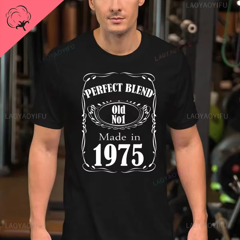 Cadeau de fête T-shirt coton décontracté hommes T-shirt col rond haut 1975 1976 1977 1978 1979 T-shi