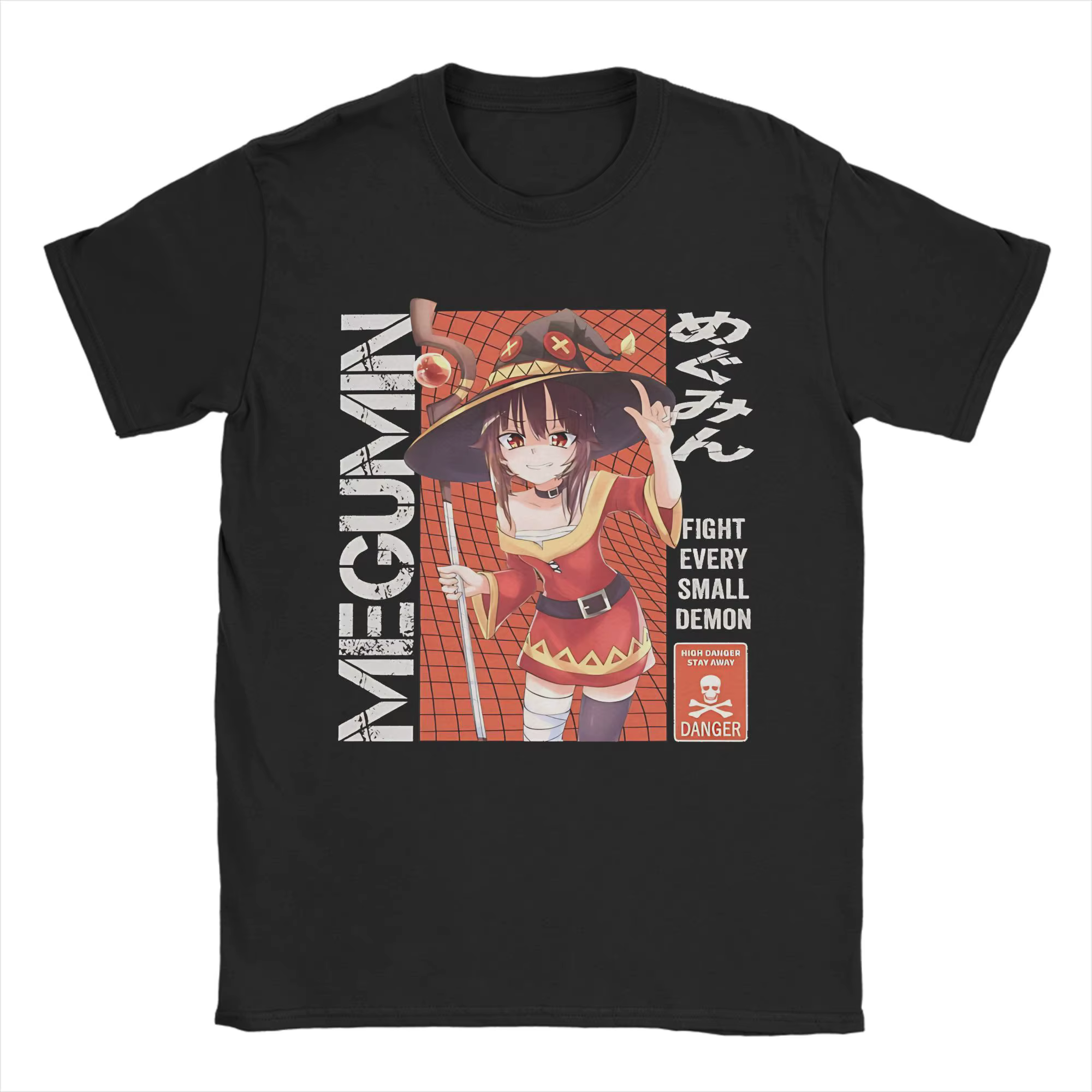 Megumin KonoSuba T-shirt pour hommes en coton, T-shirts fantaisie à col rond, hauts à manches courte