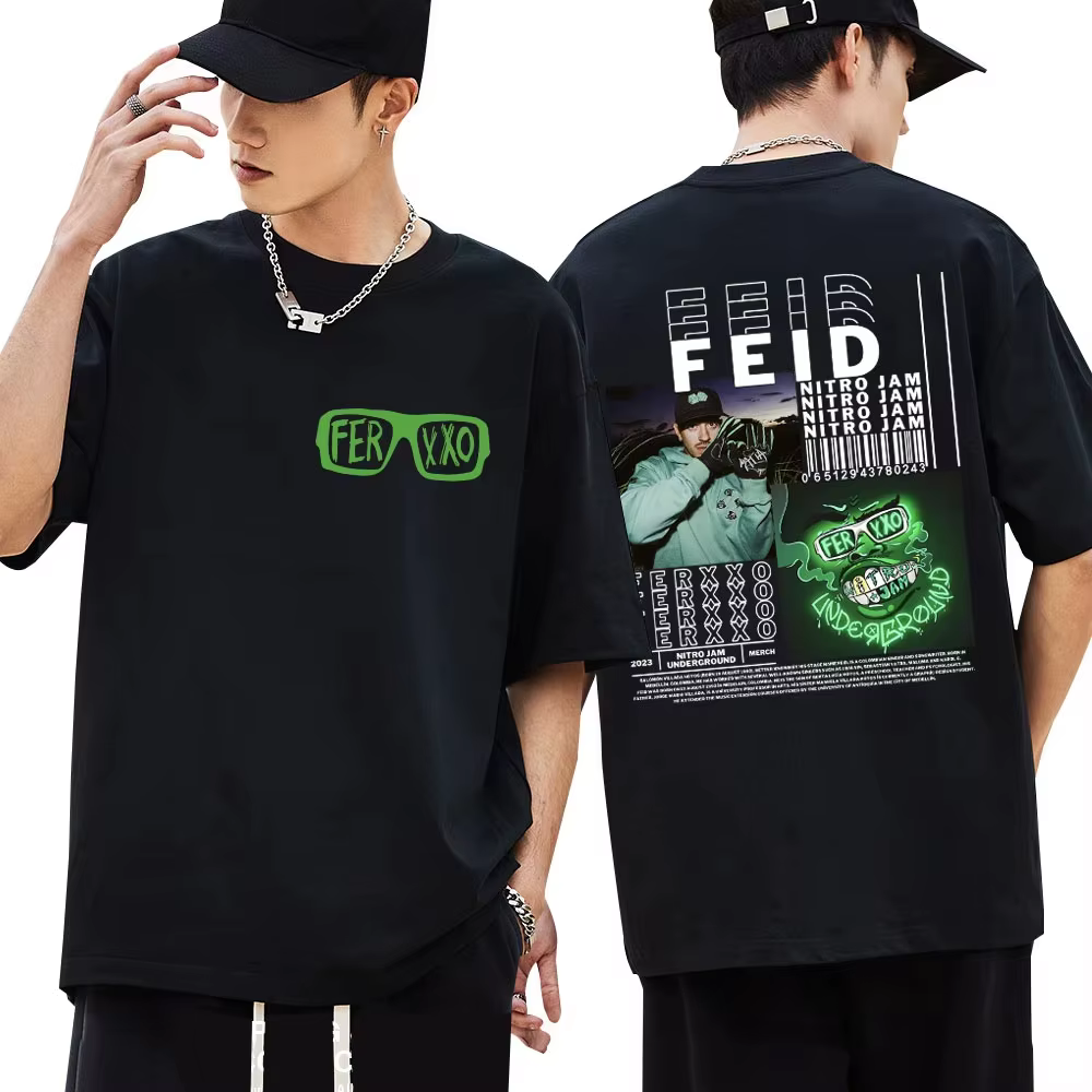 Rappeur Feid Ferxxo Album de musique t-shirts hommes femmes Hip Hop mode rétro Harajuku T-Shirt surd