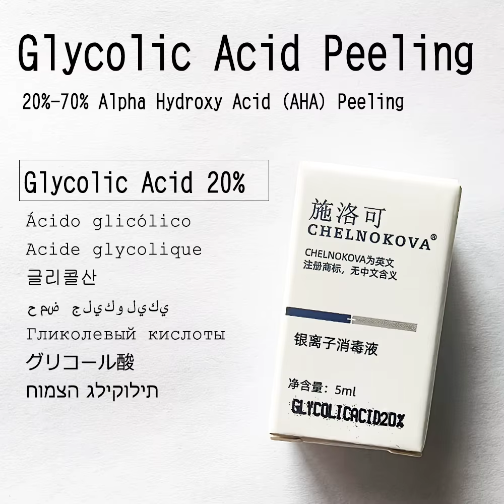 Acide glycolique 20% 30% 35% 50% 60% 70% à utiliser pour le laboratoire, épluchage de la saleté, bou