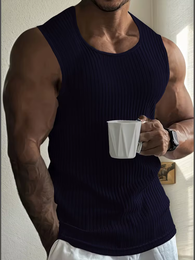 Débardeur à rayures pour hommes, chemise respirante sans manches, maillot de corps de sport, gilet d