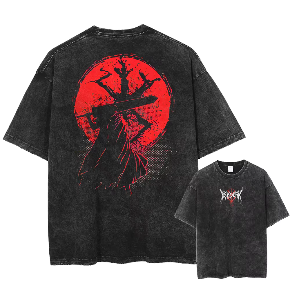 Berserk-T-shirt à Manches Courtes en Coton, Streetwear, Décontracté, Gothique, Harajuku