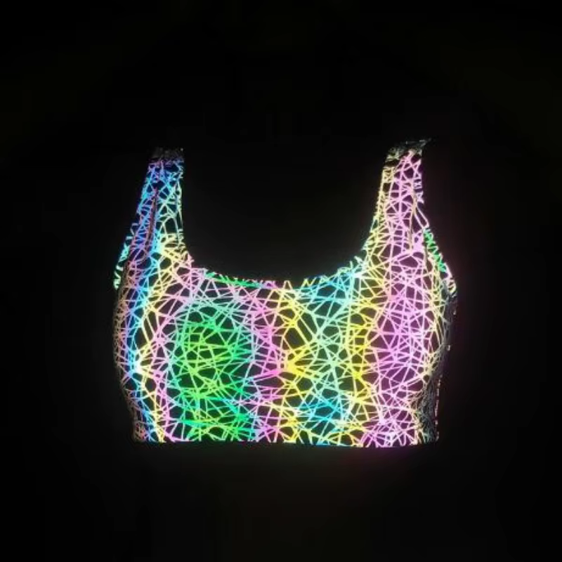 Débardeur réfléchissant coloré d'été pour femmes, Y2K, Harajuku, haut court, personnalité imprimée, 