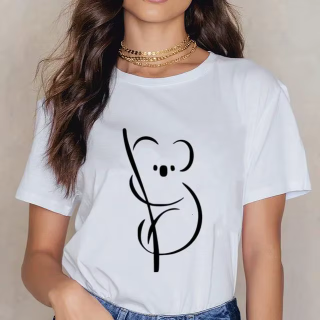 T-shirt pour femme avec imprimé animal kawaii koala, style Harajuku, vêtements pour femme, t-shirt g