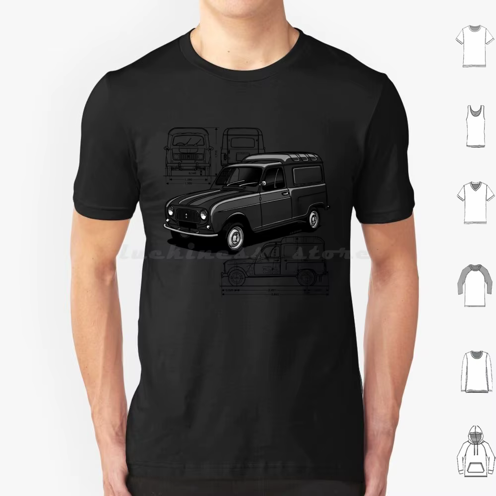 T-shirt The Iconic French Van pour hommes et femmes, 6xl, 4, 4l, Van Classic Car, He Drew Jaagdesign
