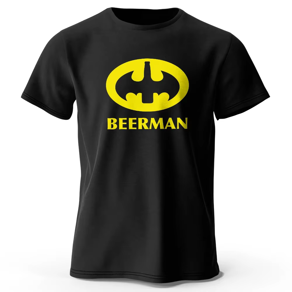 T-shirt imprimé Beer Man pour hommes, 100% coton, surdimensionné, classique, humoristique, pour homm