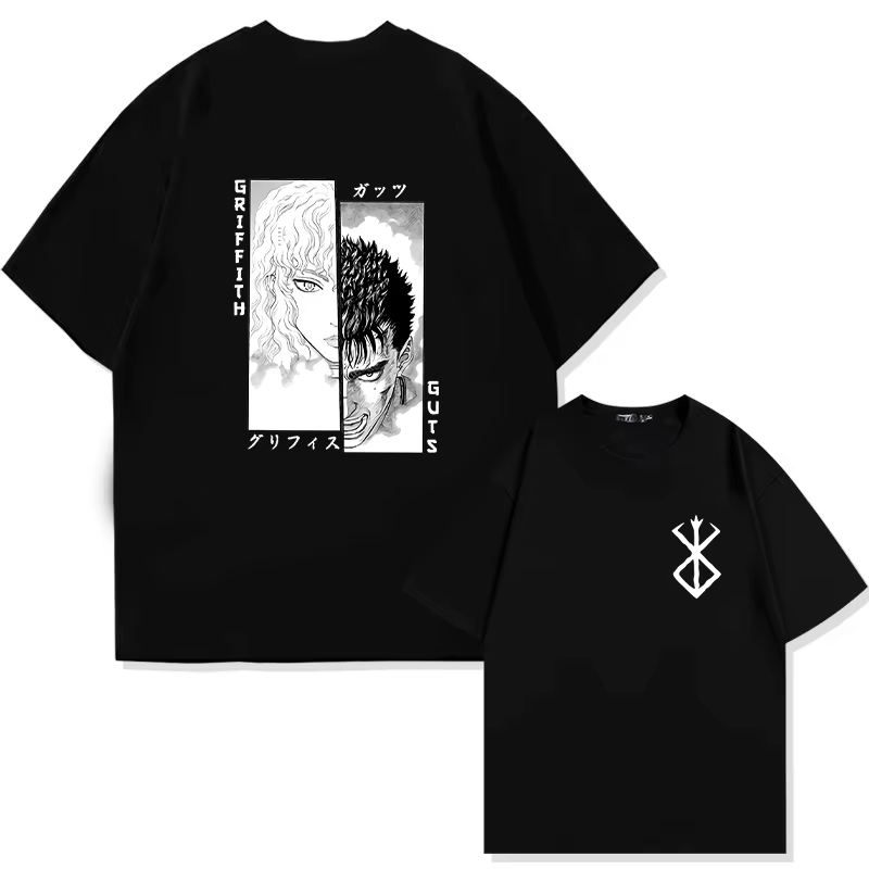 Japon Anime Berserk T-Shirt Guts imprimé graphique T-Shirt hommes 90s été à manches courtes décontra