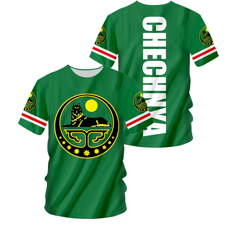 T-Shirt avec emblème de la Tchétchénie pour hommes et femmes, t-shirt graphique héritage chétchène,