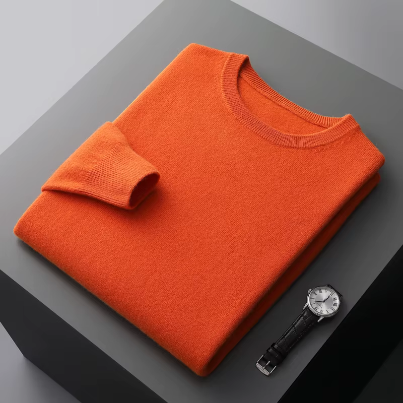 Pull en laine mérinos 100% pour homme, col rond, hauts à porter directement, prêt-à-porter, automne-