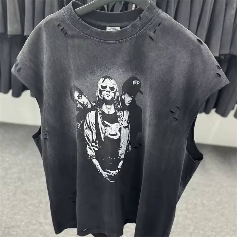 Vintage SAINT Guns N Roses lavé T-Shirts haute qualité sol sale Spray porté à la main débardeur t-sh