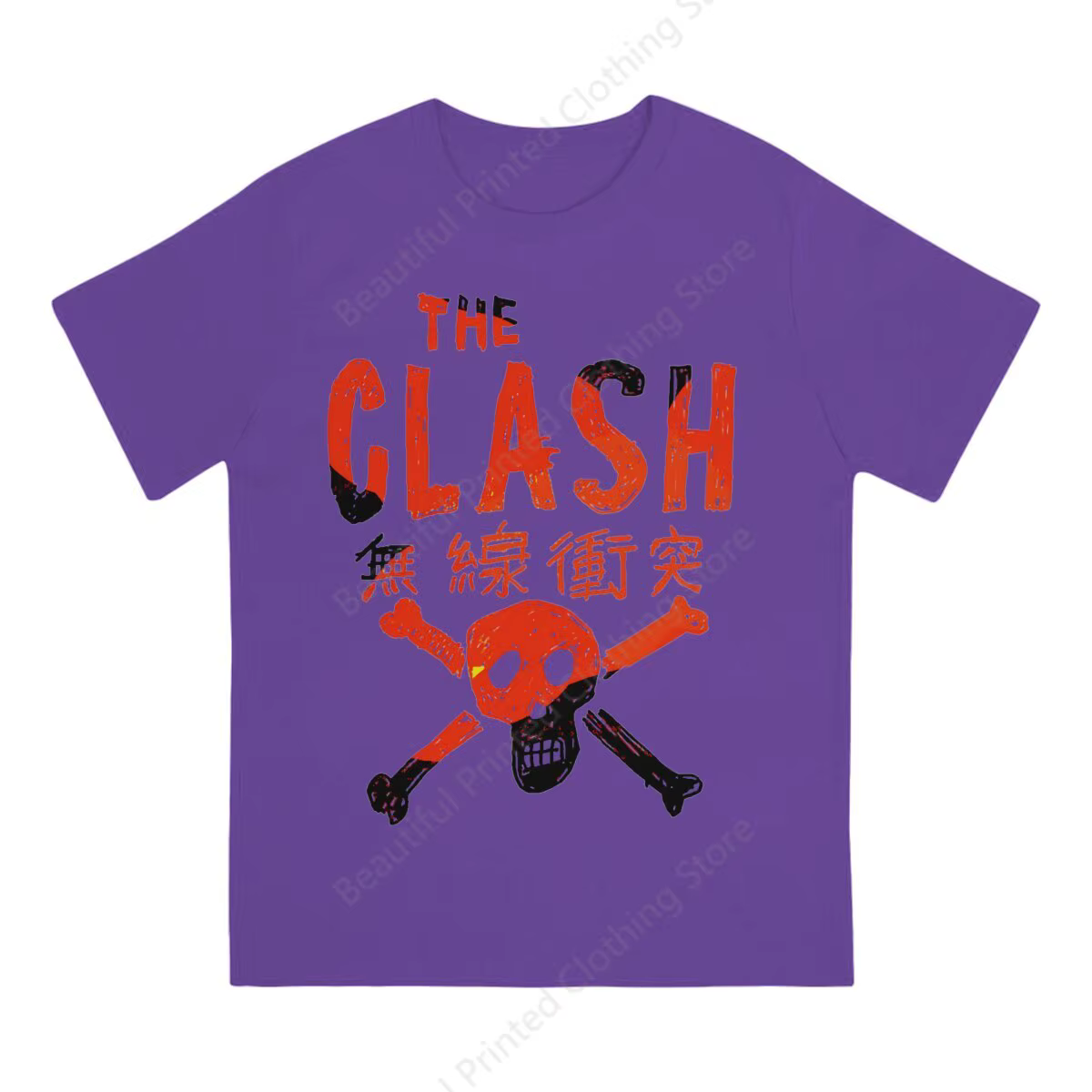 T-shirt imprimé drôle rouge The Clash pour couple, t-shirt en coton respirant, t-shirts amusants