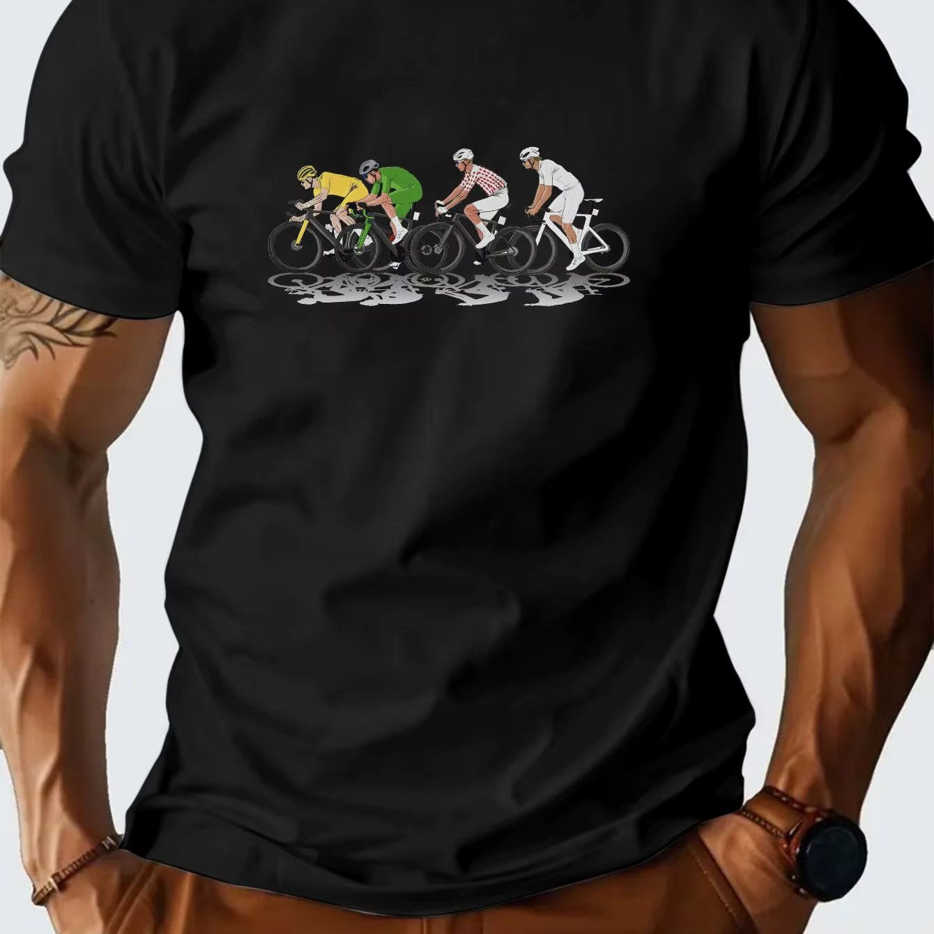 T-shirt d'été pour homme imprimé Tour de France, col rond, respirant, absorbant la transpiration, 10