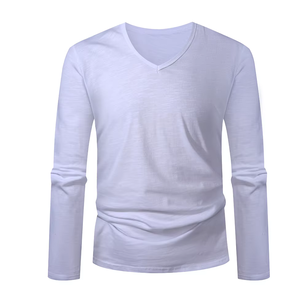 T-shirt pour homme 100% coton, manches longues, t-shirt de haute qualité, vêtements décontractés pou