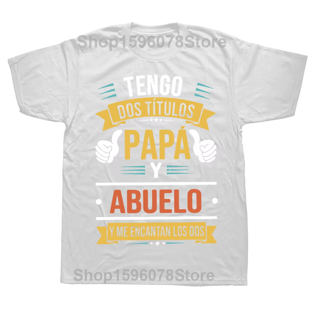 J'ai deux titres papa et grand-père t-shirt rétro drôle espagnol père cadeau Papa Camiseta été décon