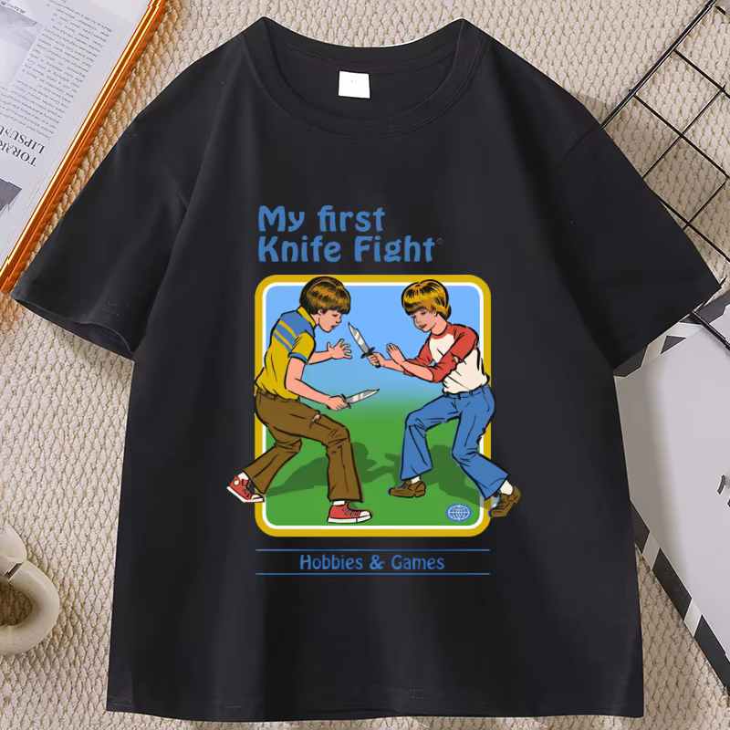 Steven Rhodes My First Knife Fight T-shirts pour hommes et femmes, t-shirt d'été Vintage à manches c